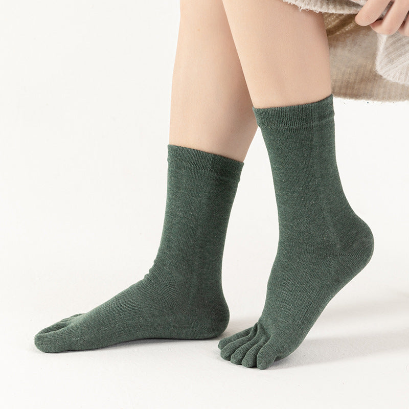 Sweat Absorbing Japanese Solid Five Toe Socks