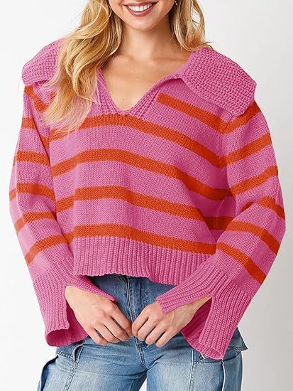 V-neck Large Lapel Short Knitted Women's Top