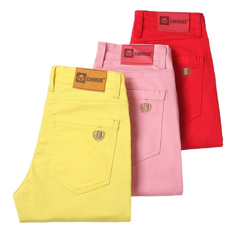 Slim Fit Straight Men's Personality Colored All-matching Stretch Casual Pants