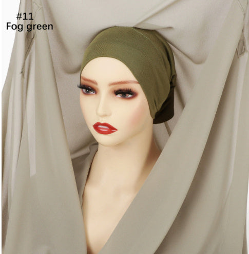 Lazy Chiffon Convenient Headscarf Magnetic Buckle Fixed Anti-drop Solid Color