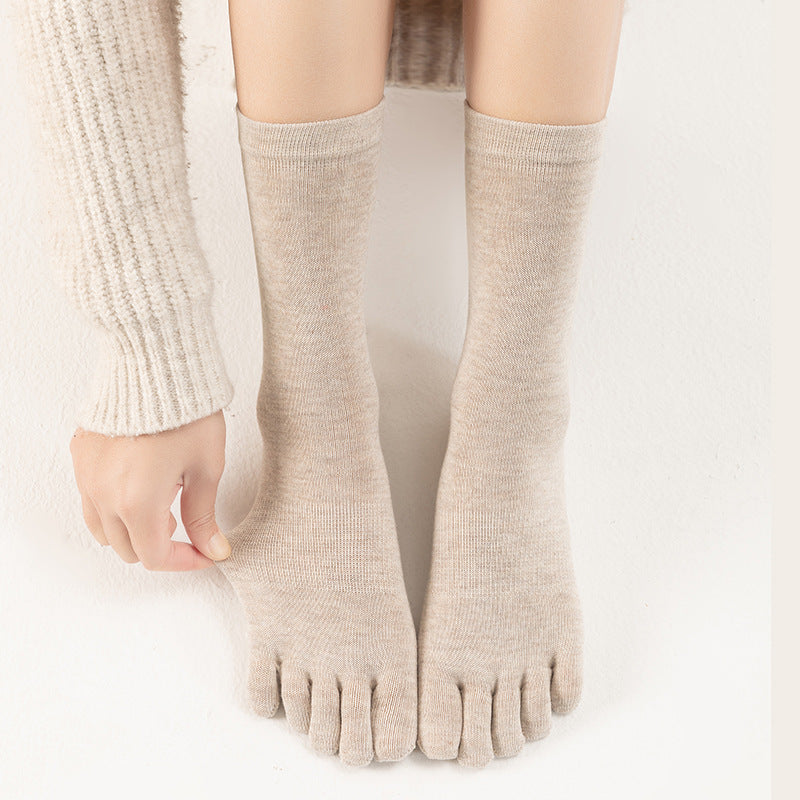 Sweat Absorbing Japanese Solid Five Toe Socks
