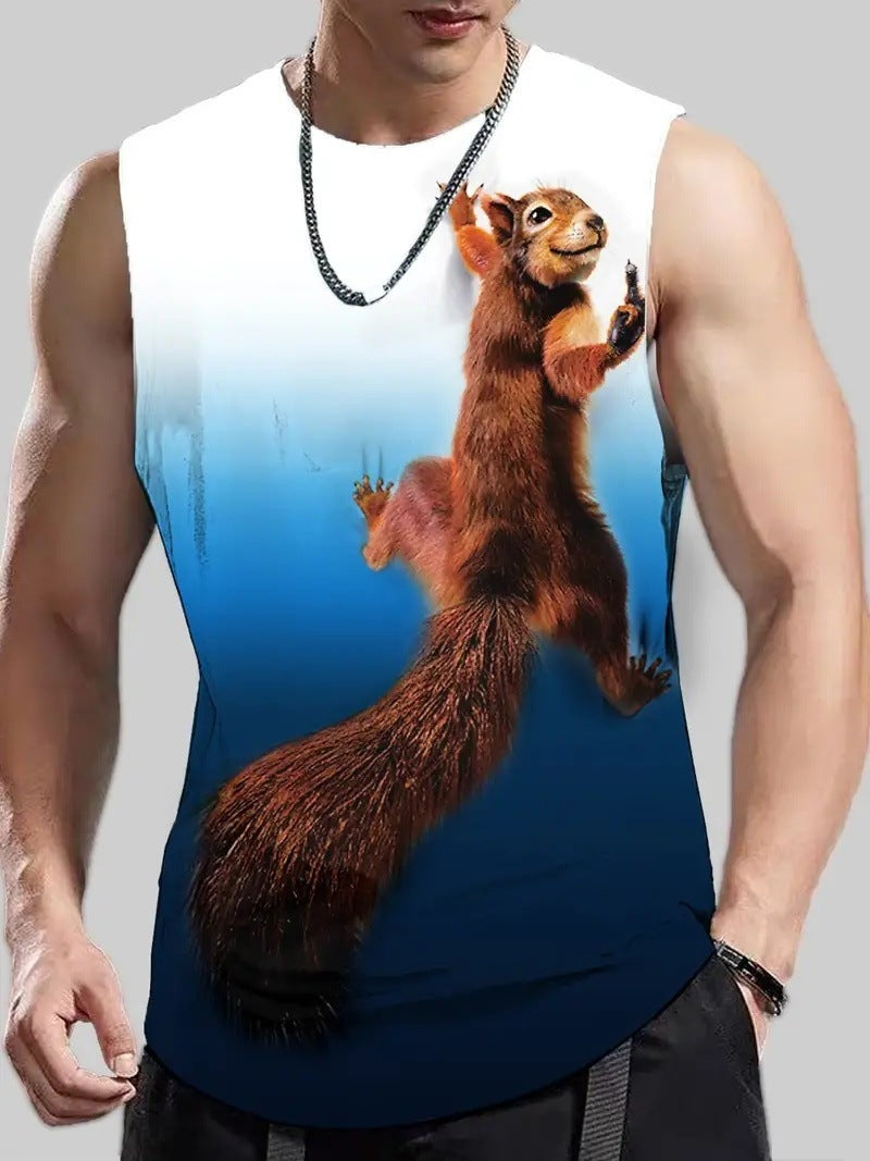 Men's Plus Size Sleeveless Vest 3D Retro Printed Fashion