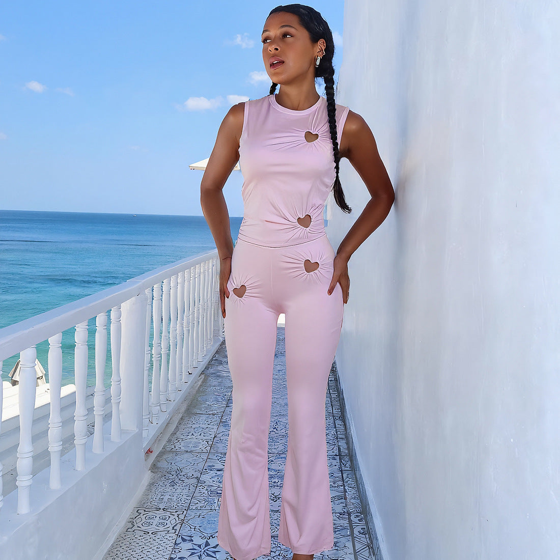 Women's Personality Fashion Solid Color Simple Set