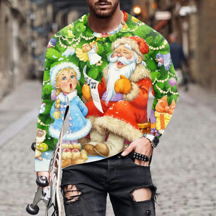 Christmas Series Printed Stylish Temperament Long Sleeves Top