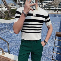 Men's Slim Fit Lapel Knitwear Sweater T-shirt