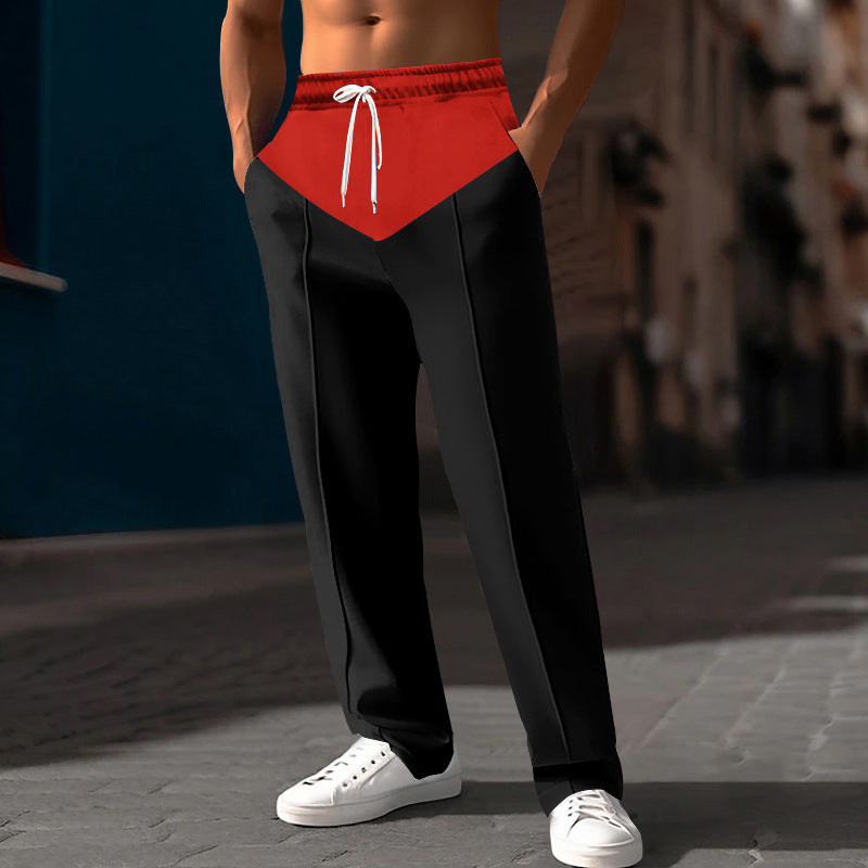 Casual Loose Color Matching Straight Sports Trousers