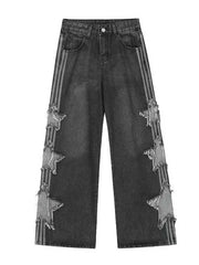 American-style XINGX Patch Straight Jeans