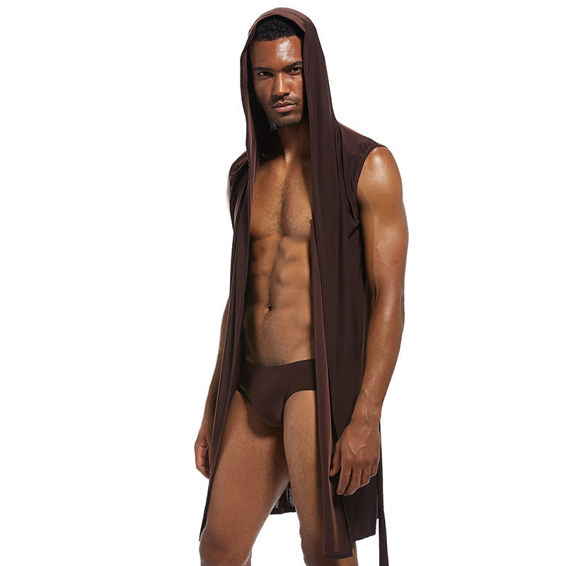 Men's Underwear Bathrobe Night-robe Soft Silk Sexy