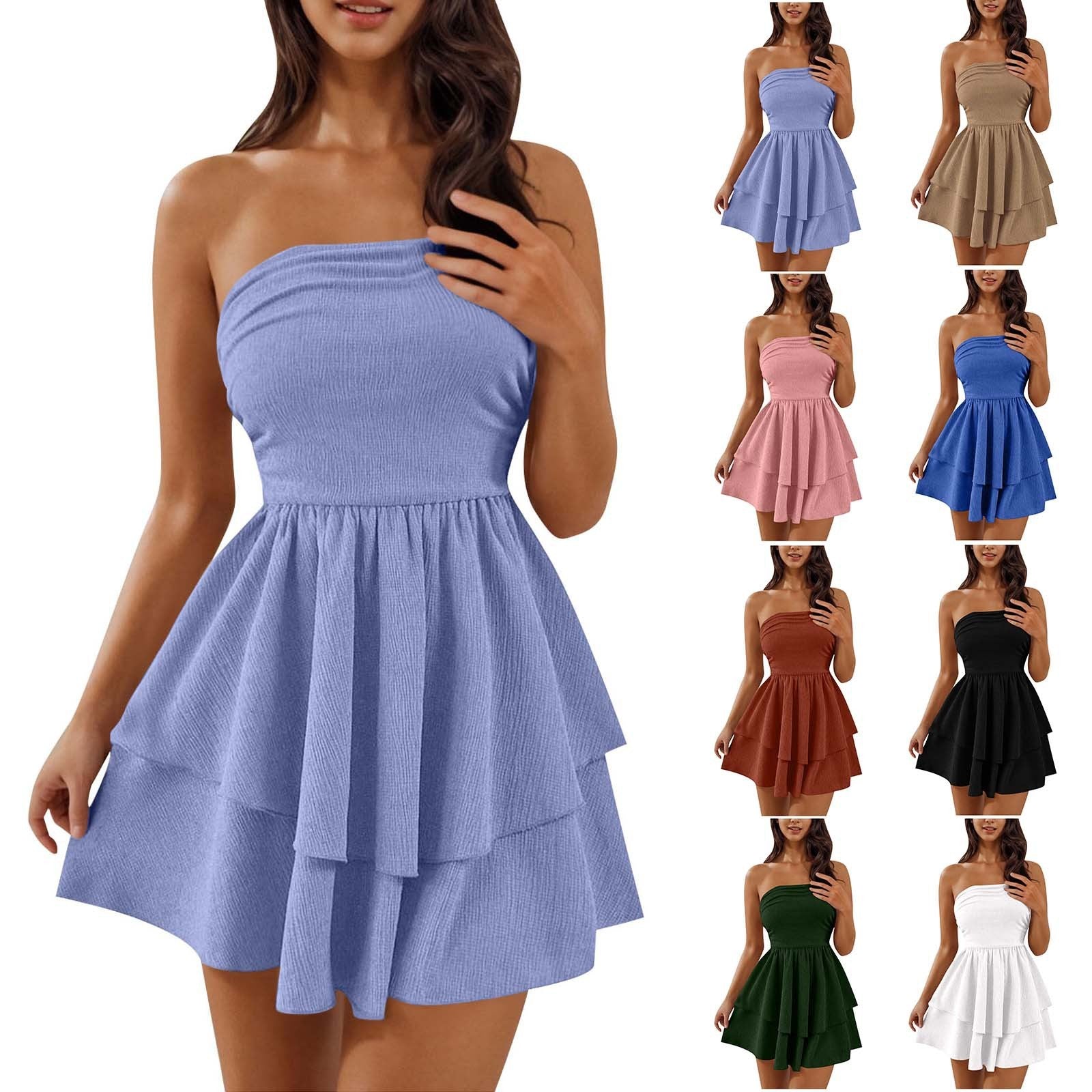 Women's Fashion Tube Top Short Type Cake Dress