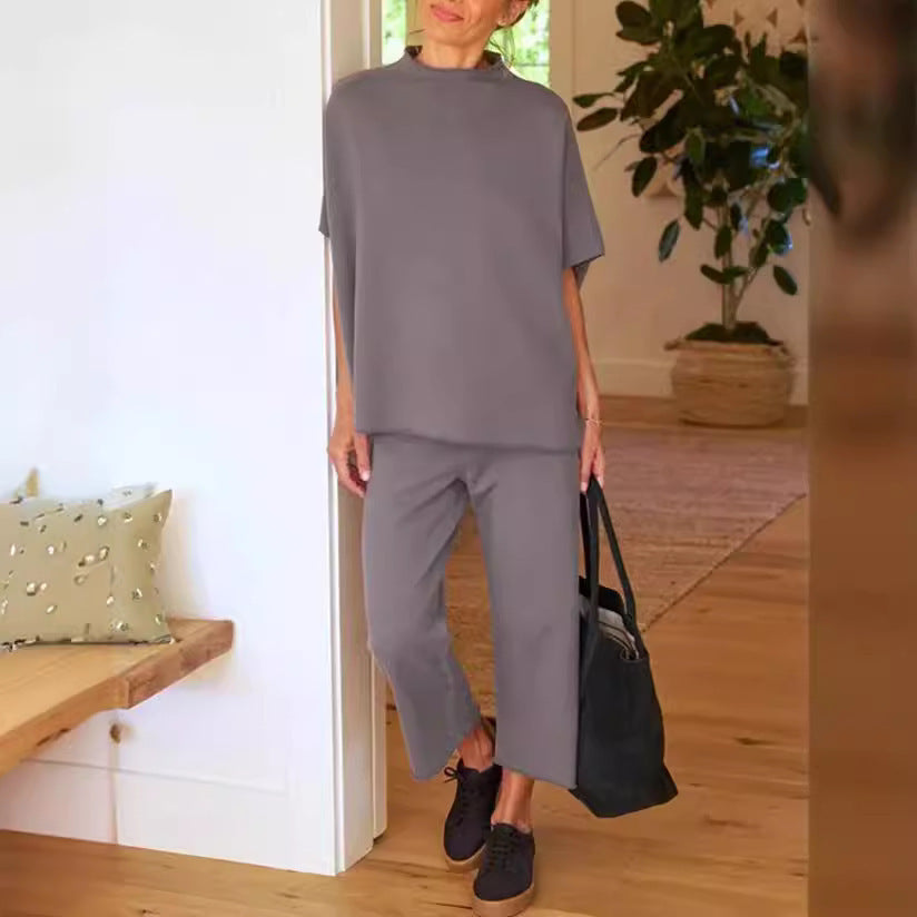 Casual Dolman Sleeve Pullover Wide Leg Pants Suit