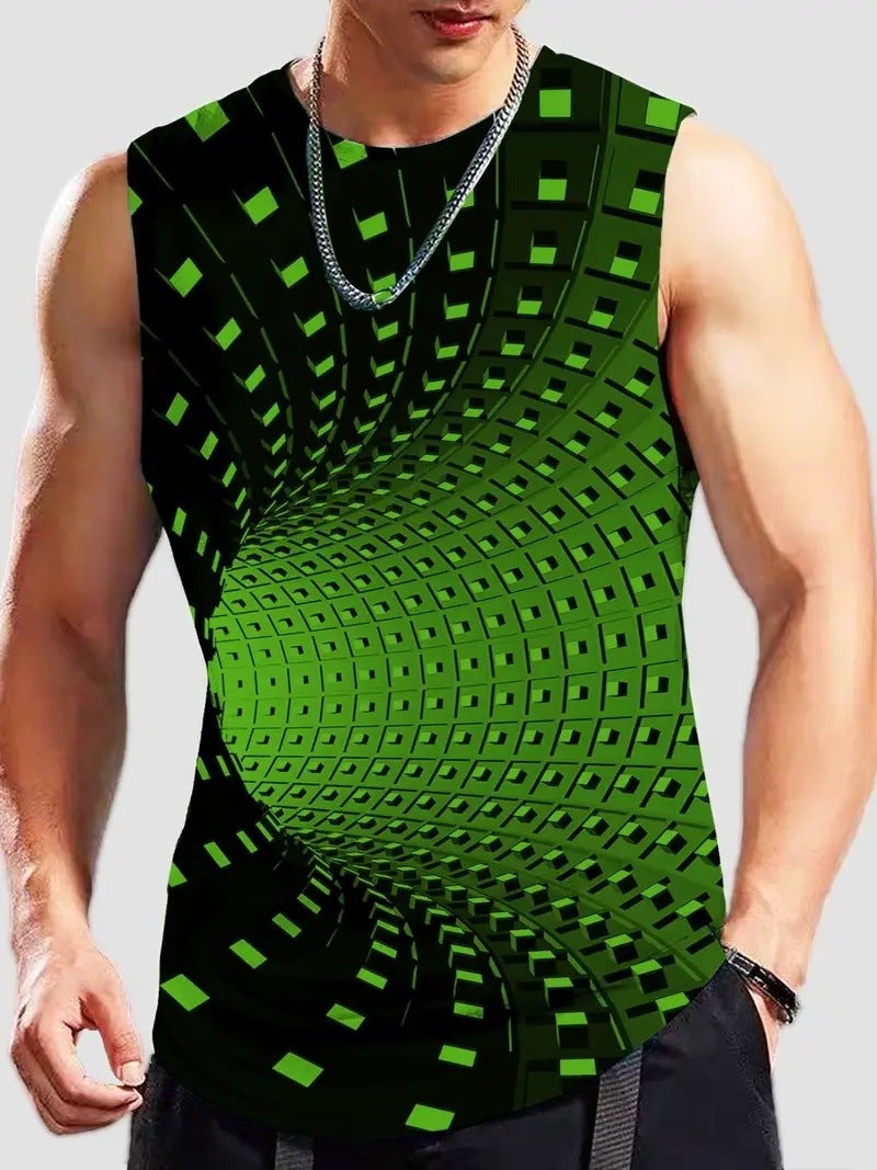 Men's Plus Size Sleeveless Vest 3D Retro Printed Fashion