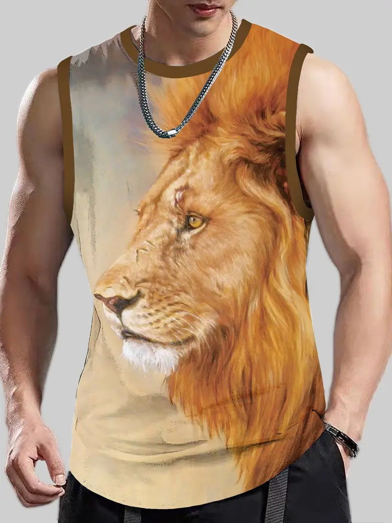 Men's Plus Size Sleeveless Vest 3D Retro Printed Fashion