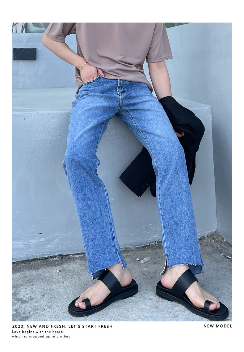 Net Red All-match High Street Raw-edge Wide-leg Pants Couple Pants