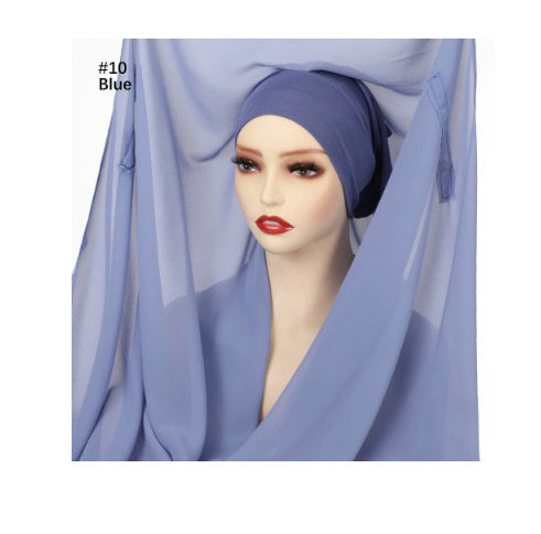 Lazy Chiffon Convenient Headscarf Magnetic Buckle Fixed Anti-drop Solid Color